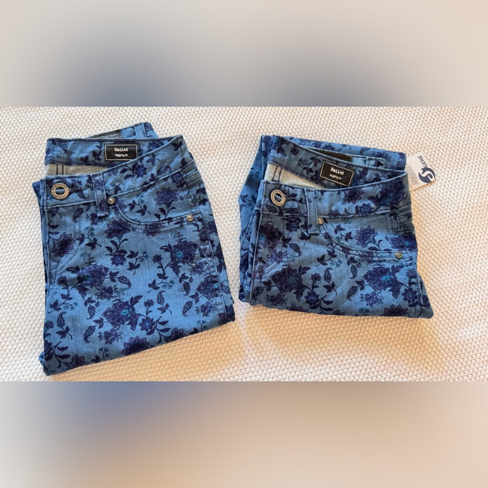 VOLCOM Railed Stretch Blue Floral Denim Legging Jeggings Skinny Jeans - Picture 14 of 15